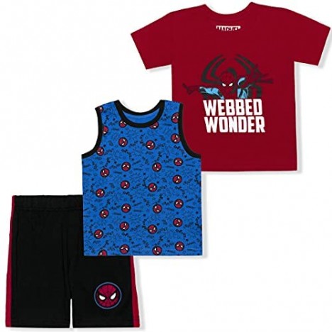 Marvel Boy's 3-Pack Spider-Man Tee Sleeveless Shirt and Short Set