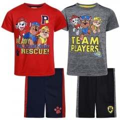 Nickelodeon Boys' Paw Patrol Shorts Set - 4 Piece Short Sleeve T-Shirt and Shorts Kids Clothing Set (Toddler/Little Boy)