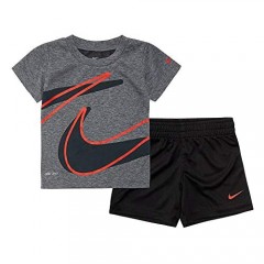 Nike Baby Boys' Dri-Fit 2-Piece Shorts Set Outfit - Black(76E526-023)/Red 18 Months