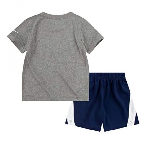 Nike Boy`s Dri-Fit T-Shirt & Shorts 2 Piece Set (Midnight Navy(76G054-U90)/Grey 18 Months)