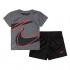 Nike Kids Baby Boy's Dri-Fit Short Sleeve T-Shirt and Shorts Two-Piece Set (Toddler) Black 2T Toddler