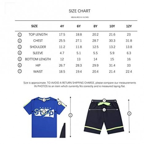 nomachalt Boy's 2 Piece Outfits T-Shirt & Elastic Waisted Shorts Set Drawstring Casual Summer 3-12Y