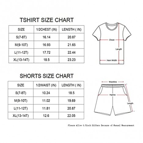 Puctain Boys Short Sets 2pc T-Shirt and Shorts Set for Teen Youth Boys Girls