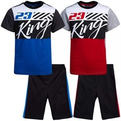 Quad Seven Boys’ Shorts Set – 4 Piece Short Sleeve Performance T-Shirt and Gym Shorts Kids Clothing Set (Big Kid)