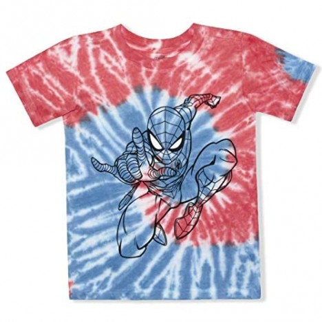 Spiderman Marvel 2 Pack Short Sleeve Tie Dyed Tee Shirt and Shorts Set for Boys