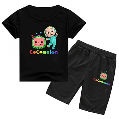 Toddler Boy/Girl Cocomelon Cotton Summer Short Sleeve T-Shirt and Shorts Outfit Set