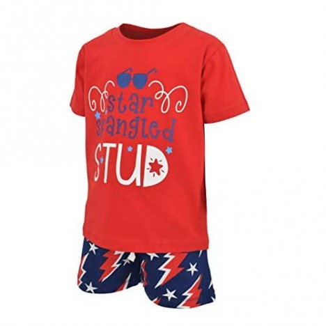 Unique Baby Boys Star Spangled Stud Patriotic 4th of July Shorts Set