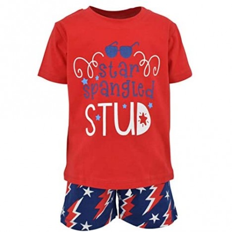 Unique Baby Boys Star Spangled Stud Patriotic 4th of July Shorts Set