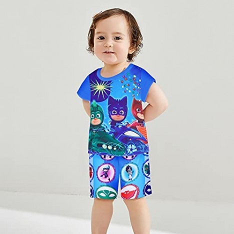Unisex Toddler Clothing Set for Girls and Boys Fashion Casual T-shirt Shorts Set for Summer