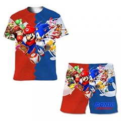 Youth Game Short Set Girls and Boys Summer Set Short Sleeve T-Shirt and Shorts Outfit Set for Teen