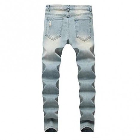 Boy's Jeans Slim Straight Fit Elastic Waist Stretch Fashion Ripped Pants(5 6 7 8 10 12 14 16)