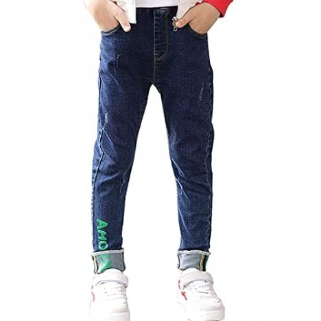 FLOWERKIDS Boys Chic Washed Denim Pants Slim Fitted Rolled-up Elastic Waist Jeans Age 4-13 Years
