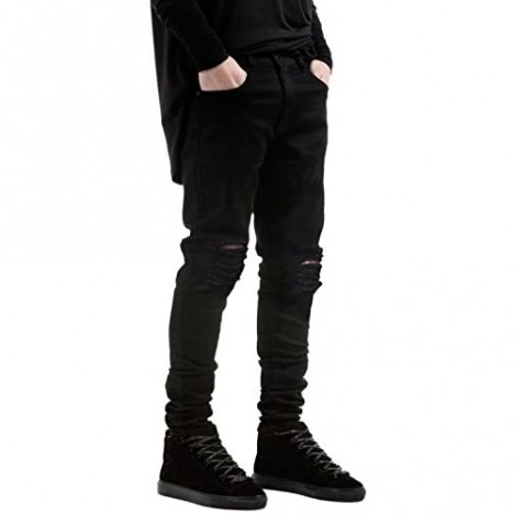 IA ROD CA Boy's Black Stretch Destroyed Ripped Distressed Fashion Skinny Slim Fit Jeans