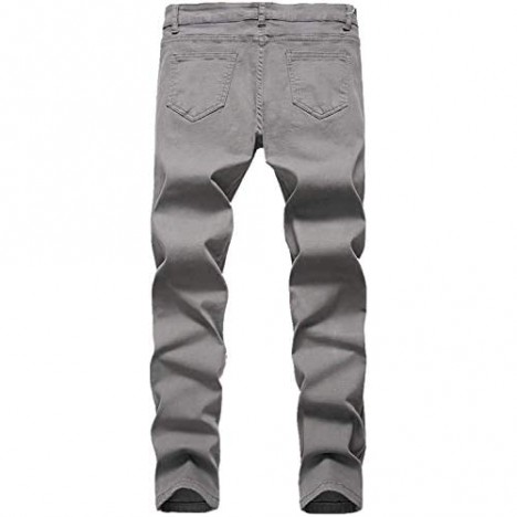 Majirako Boy's Ripped Skinny Stretch Slim Fit Destroyed Distressed Denim Jeans with Zipper