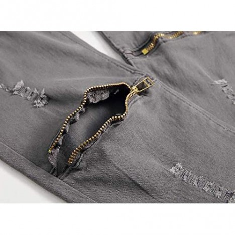 Majirako Boy's Ripped Skinny Stretch Slim Fit Destroyed Distressed Denim Jeans with Zipper