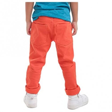 M.D.K Boys Joyful Bright Solid Color Zip Up Button Pockets Long Pants Jeans