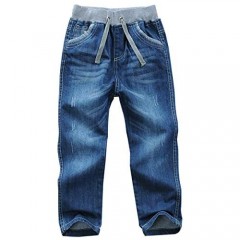 SWOTGdoby Boys Casual Denim Pants Elastic Waist Straight Leg Toddler Youth Jeans
