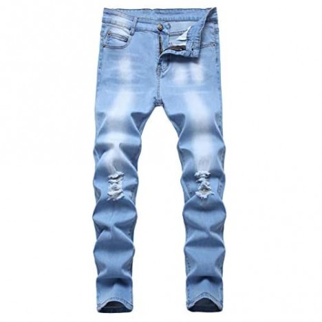 Wedama Boy's Skinny Fit Ripped Distressed Destroyed Stretch Fashion Denim Jeans Pants