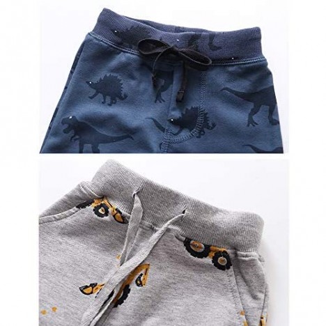 Azalquat Toddler Boys Cotton Jogging Pants Pull-On Cartoon Picture Sweatpants（1-Pack or 2-Pack）