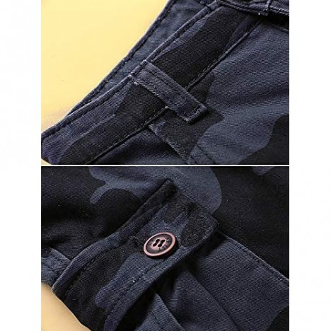 BUFOSA Boys' Camo Military Cargo Pants 8 Pockets Casual Outdoor Trousers