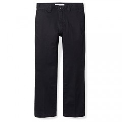 Essentials Boys' Uniform Straight-Fit Flat-Front Chino Khaki Pants