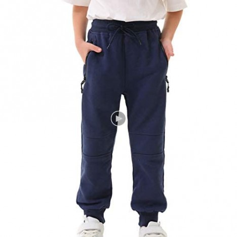 HZXVic Boys Athletic Jogger Pants Drawstring Elastic Kids Casual Cotton Pull-on Sweatpants Age 3-13 Years
