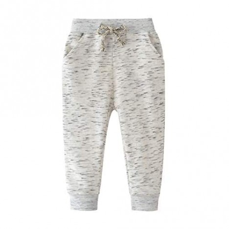 Qin.Orianna Little Boys Cartoon Pattern Cotton Drawstring Elastic Sweatpants Sport Jogger Pants with Pocket