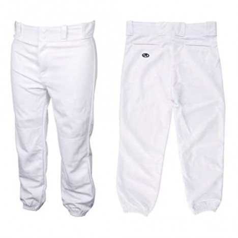 Rawlings Youth Boys Deluxe Buttoned Baseball Pants Elastic Bottoms Belt Loops White (Size: X-Small)