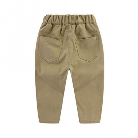 UP YO EB Little Boys Cotton Casual Pants Elastic Waist Pocket Pants