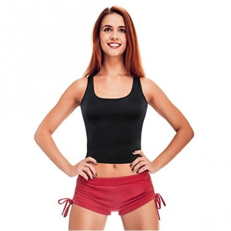 4 Pieces Women's Crop Tops Cotton Basic Tank Tops Racerback Sleeveless Sports Workout Crop Tank Tops