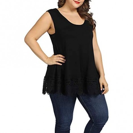 Allegrace Plus Size Tank Tops for Women Loose Fit Summer Lace Floral Print Flowy Camis