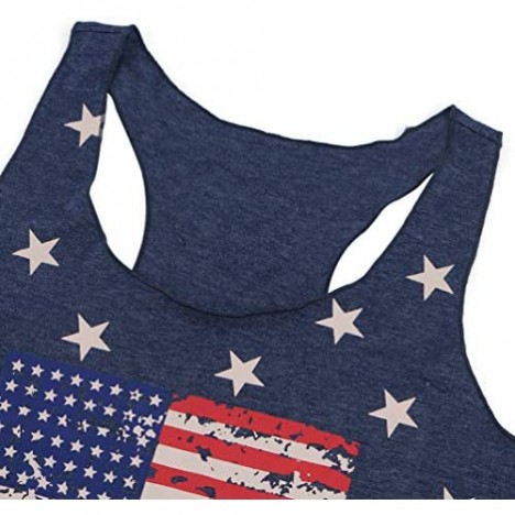 Binshre USA Flag Print Tank Tops Women American Stars Stripes Patriotic T Shirt Summer Casual Vest Tees