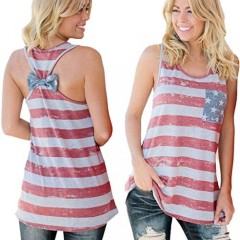 CM-Kid Women's American Flag Tank Tops 4th of July Camo Tee Summer Loose Sleeveless Country Patriotic USA T Shirts