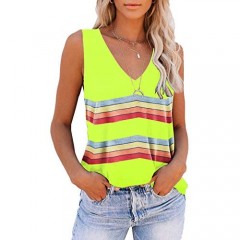 ETCYY NEW Tank Tops for Women Cute Sleeveless V Neck Workout Tops Printed Running Casual Athletic T Shirts