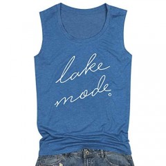 FAYALEQ Lake Mode Tank Tops Women Lake Life Summer Vacation Funny Vest Tees Camping Casual Tanks Tops T-Shirt