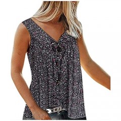 Floral Tank Tops for Women Plus Size V Neck Strappy Tops Summer Fashion Sleeveless Loose Shirts Tunic Top Blouses