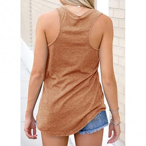 Laseily Women’s V Neck Sleeveless Tank Tops Workout Yoga Loose Lightweight Flowy Summer Tee Shirts with Pocket