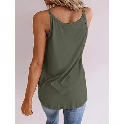 Onedreamer Womens Henley Tank Tops Button Up Shirts Workout Summer Casual Sleeveless Tunics Loose Fit Tees Blouse