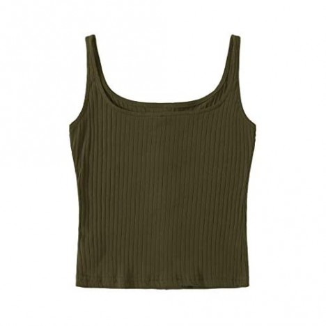 SweatyRocks Women's Sleeveless Vest Button Front Crop Tank Top Ribbed Knit Belly Shirt