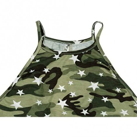Women Spaghetti Halter Bowknot Tanks Top Summer Sleeveless Print Racerback Tank Vest