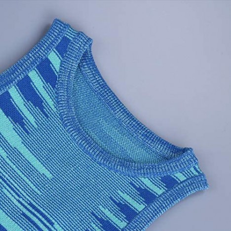 Abardsion Knit Crop Top for Women Sleeveless Off Shoulder Y2K Cami Basic Casual Vintage tie-dye Crewneck Racerback Tank Tops