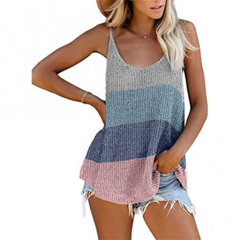 AlvaQ Women Summer Strappy Tank Tops Loose Casual Sleeveless Shirts Camis