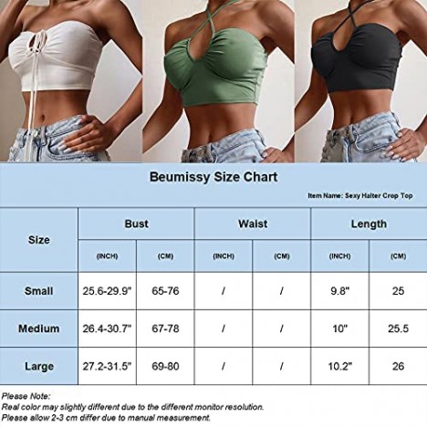 Beumissy Women's Sexy Crop Tops Sleeveless Halter Top Stretchy Strappy Adjustable Cami Tank Tops