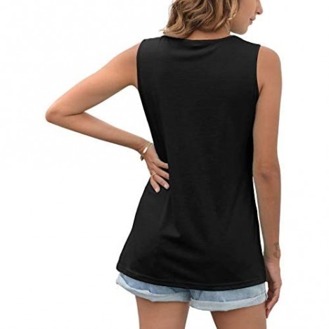 Dofaoo Women's V Neck Tank Tops Sleeveless Shirts Side Slit