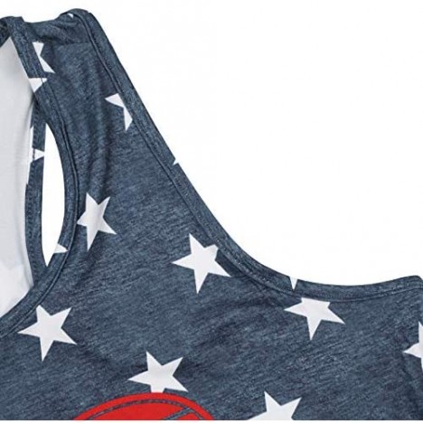 FAYALEQ Women Tank Tops American Flag Print Sleeveless T-Shirts Tees Casual Vest Blouse