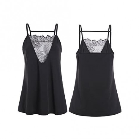 Romwe Women's Lace Front Vest Blouse Shirt Backless Sexy Tank Top