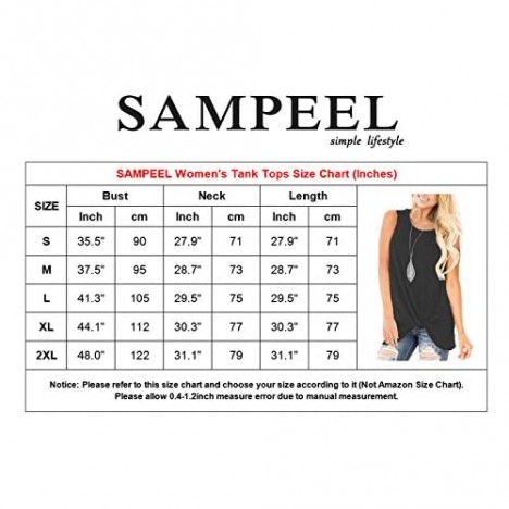 SAMPEEL Womens Tank Tops Twist Knot Summer Sleeveless