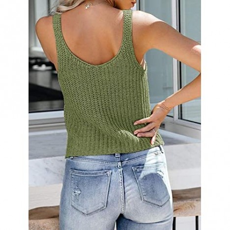 Saodimallsu Womens Summer Sexy Knit Tank Tops Loose Sleeveless Sweater Casual Sheer Ribbed Crop Tops Tees