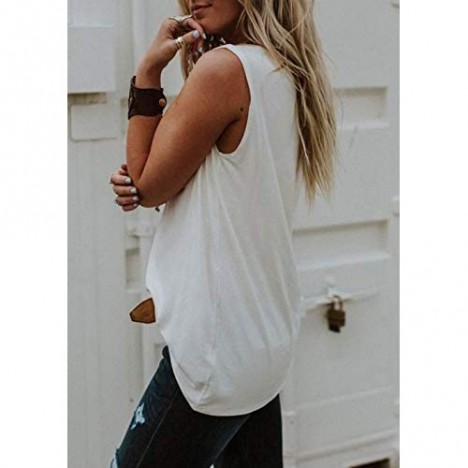 Sunshine Vibes Letter Print Vest T Shirt Women's Summer Sleeveless Graphic Tank Tops Casual Loose Workout Tees