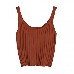 SweatyRocks Women's Ribbed Knit Crop Tank Top Spaghetti Strap Camisole Vest Tops